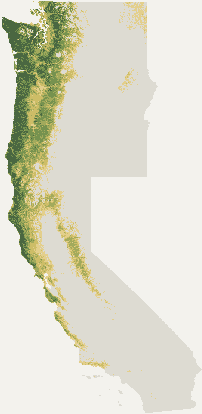 Habitat map for chanterelles across California, Oregon, and Washington